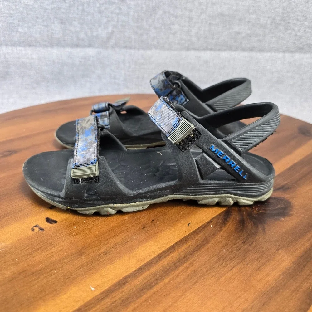 Merrell Hydro Drift Kids Sandals US 2 Black Blue Adjustable Straps Sporty Casual